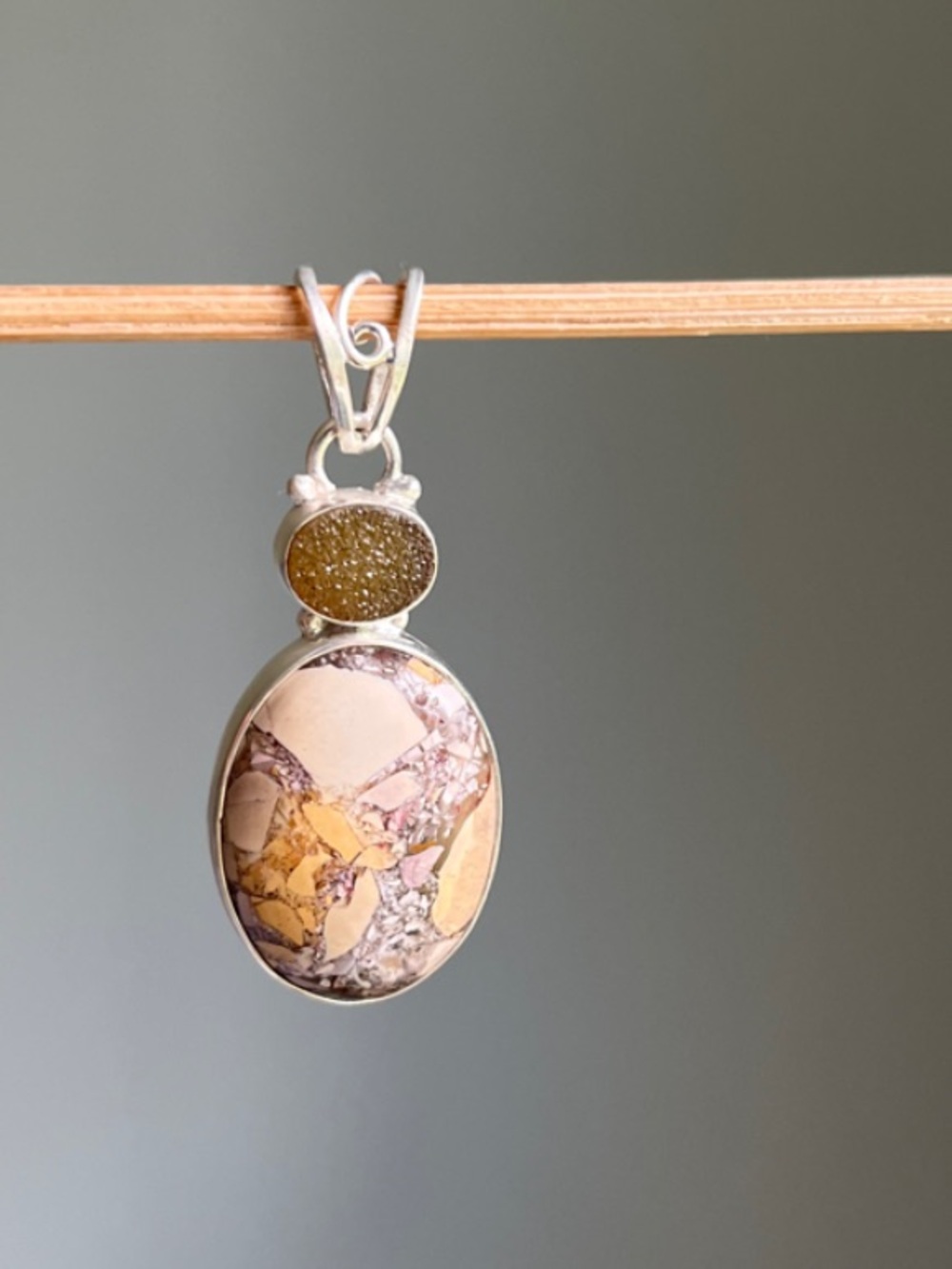 Sterling Silver Yellow Jasper Pendant Necklace